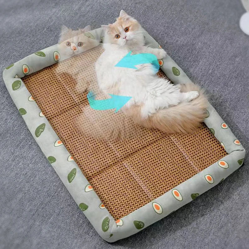 MADDEN Summer Cat Bed Lightweight Breathable Pet Rattan Mat Cat Nest Mat Ice Nest Dog Bed Cat Cool Nest Small Dogs