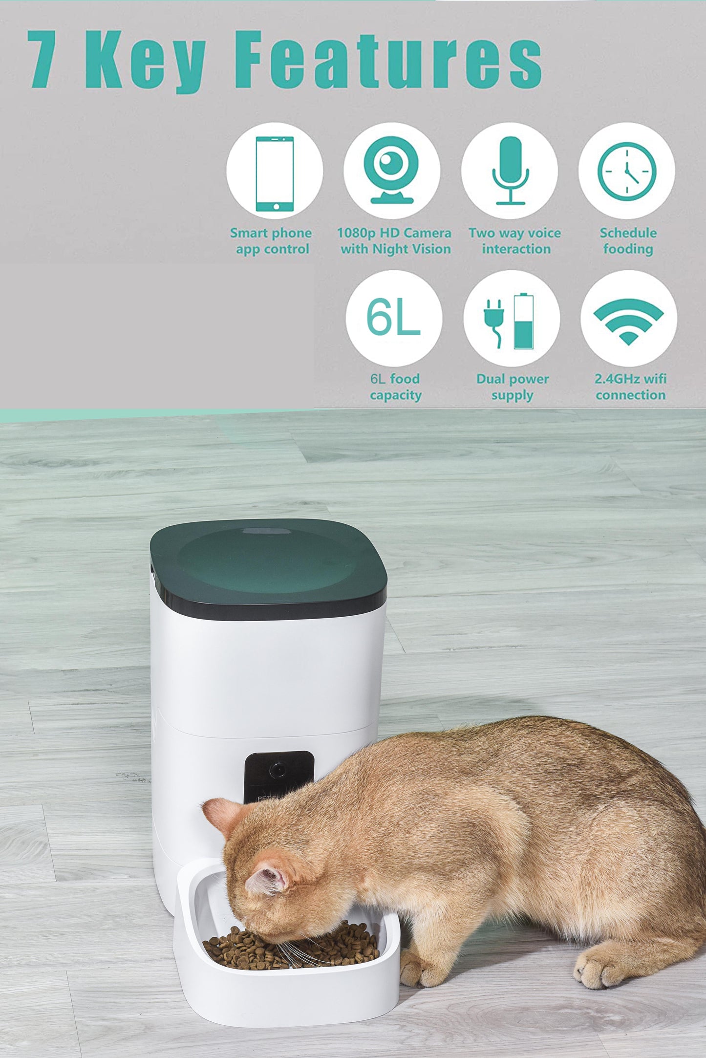 Automatic 6L Pet Feeder for Cats and Dog