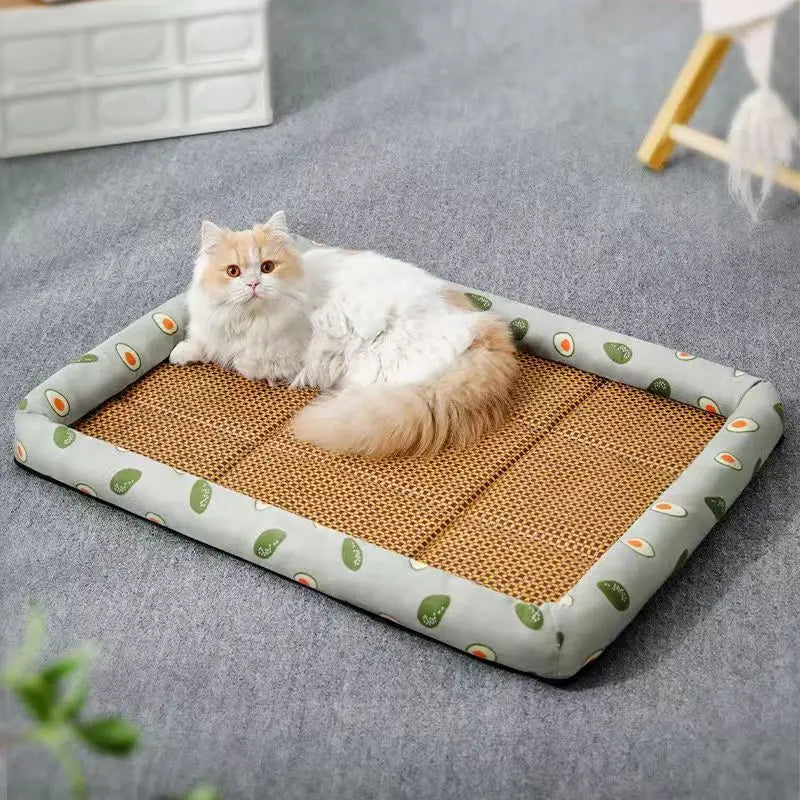 MADDEN Summer Cat Bed Lightweight Breathable Pet Rattan Mat Cat Nest Mat Ice Nest Dog Bed Cat Cool Nest Small Dogs